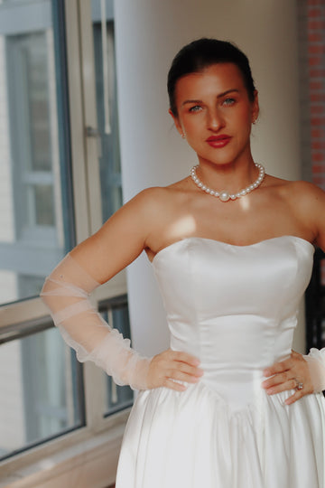 Fingerless Crystal Wedding Gloves